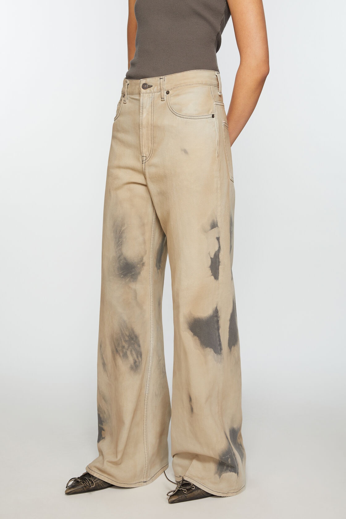 Acne Studios Bleached-effect Wide-leg Jeans In Nude