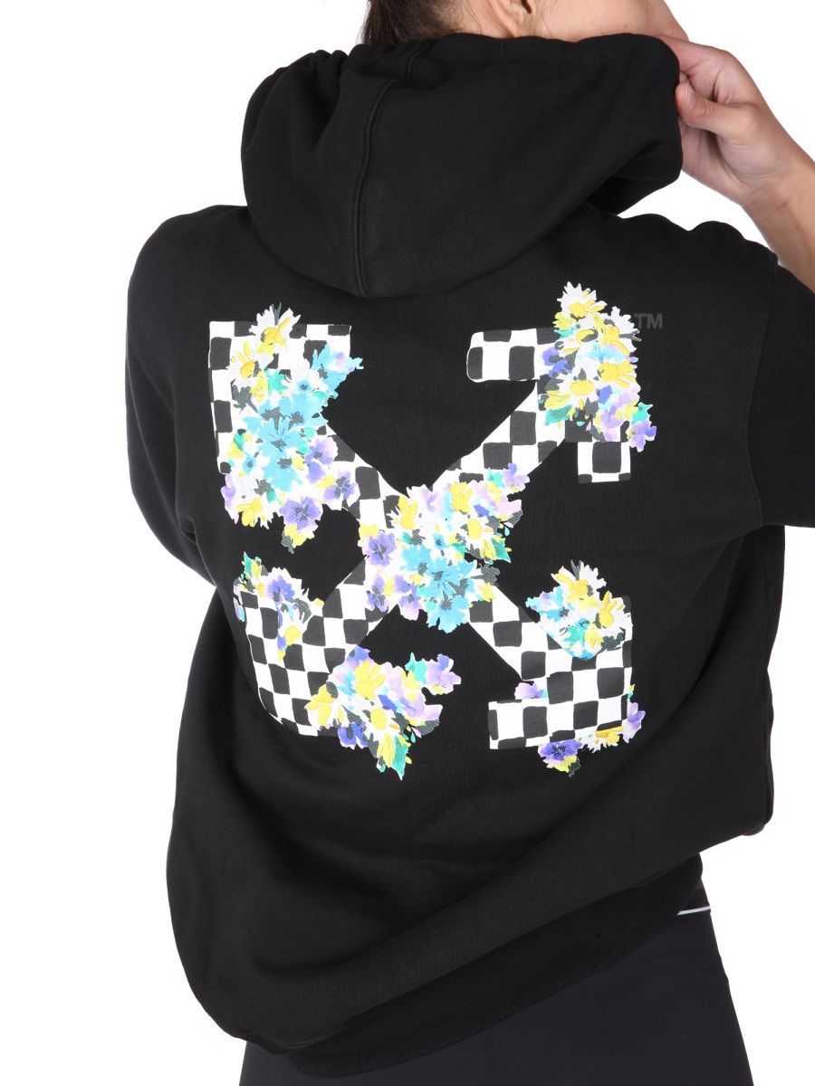 Off-white Check Arrows Hooded Sweatshirt In Black