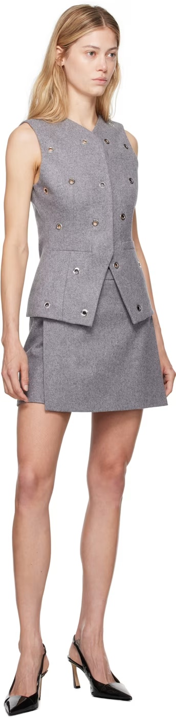 Msgm Eyelet-detail Vest In Gray
