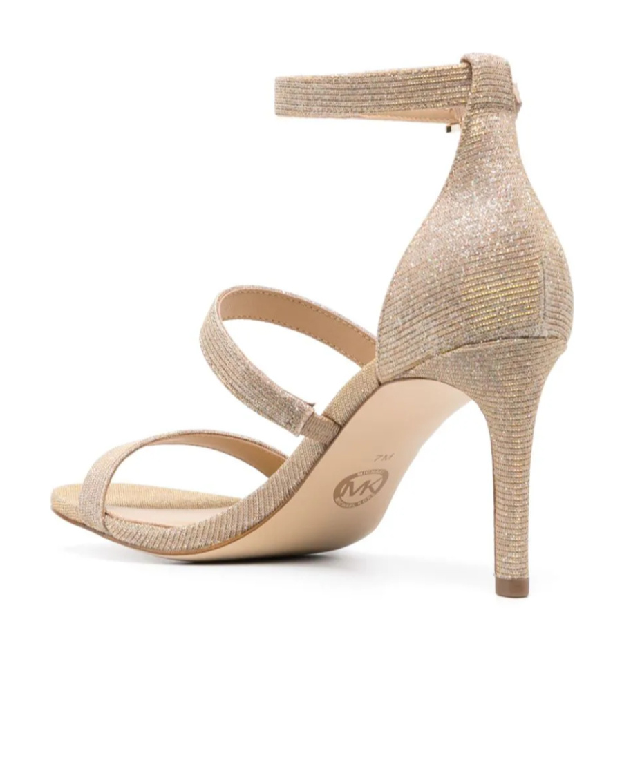 Shop Michael Michael Kors Koda 80mm Logo-charm Glitter Sandals In Nude