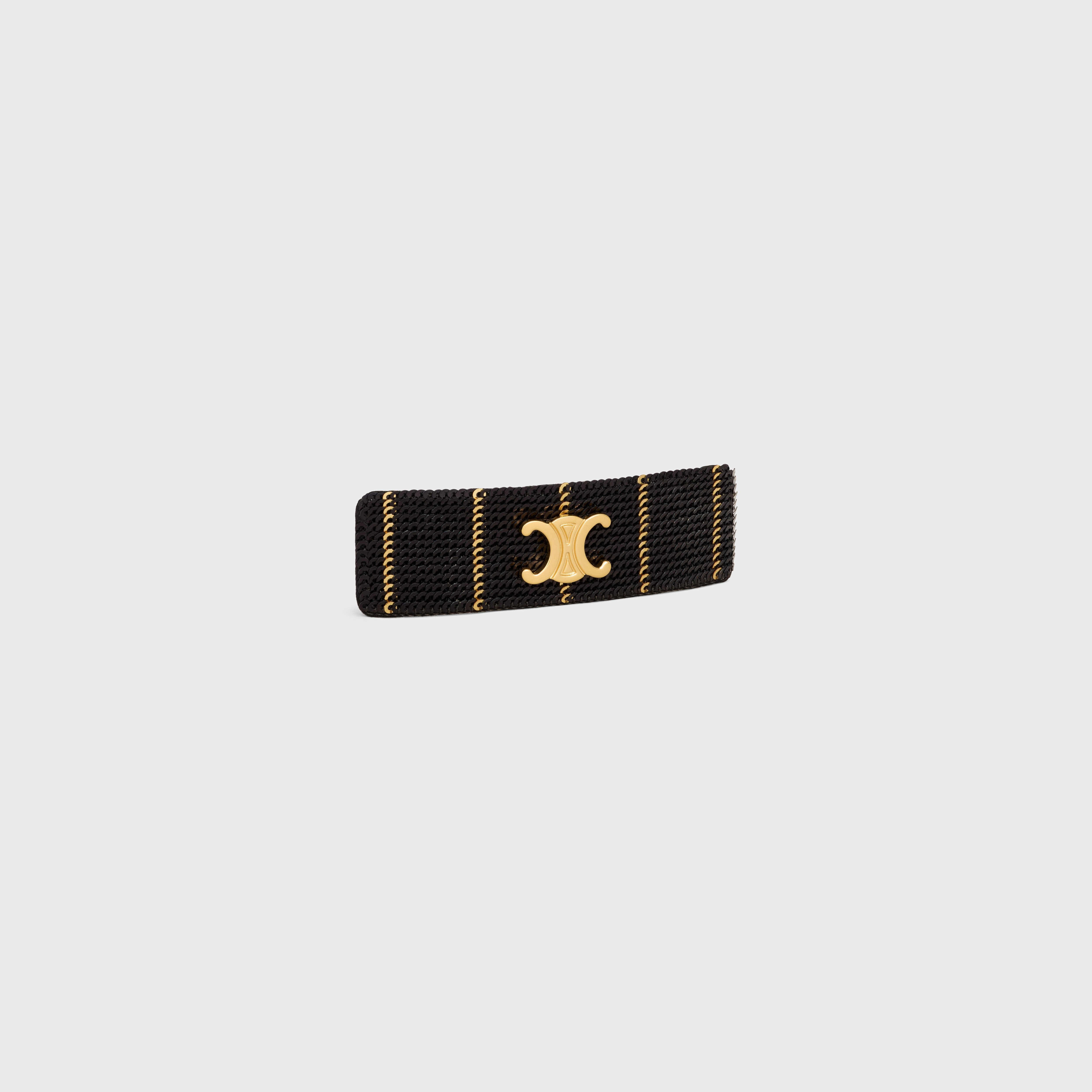 Celine Striped Sequins Hair Clip In Polyester And Brass With Gold Finish In Multi