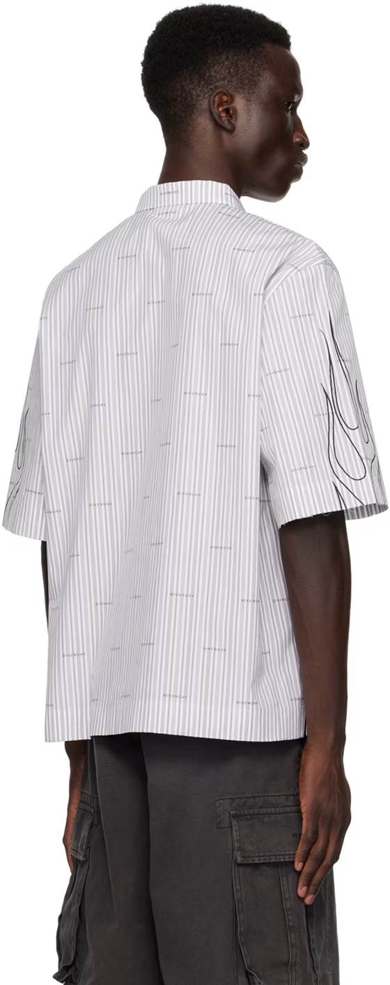 Givenchy Logo Striped Shirt In Gray
