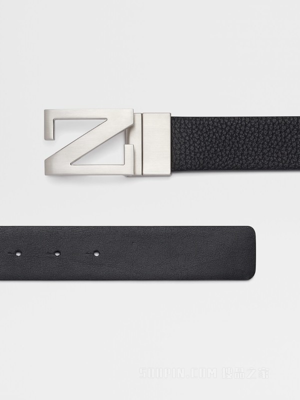 Zegna Leather Reversible Belt In Black