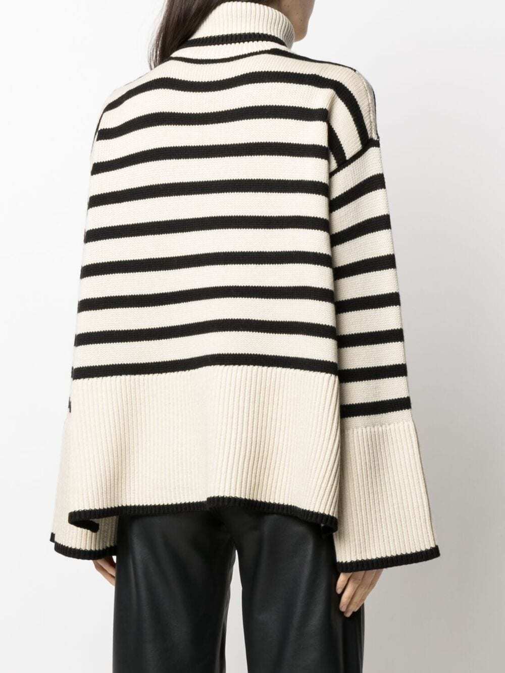Totême Striped Wool And Cotton-blend Turtleneck Sweater In Neutral