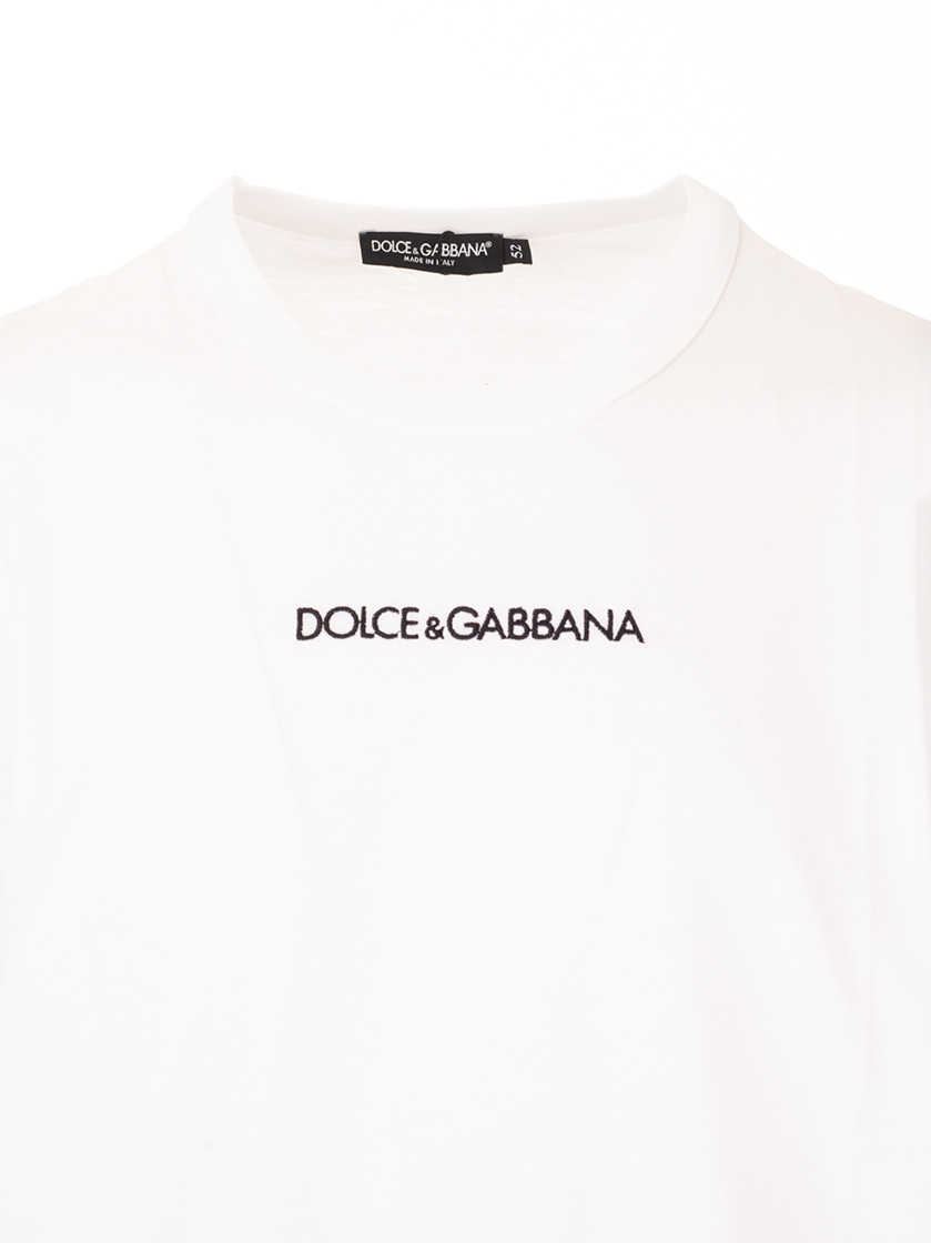 Dolce & Gabbana Logo Embroidered Short-sleeve T-shirt In White