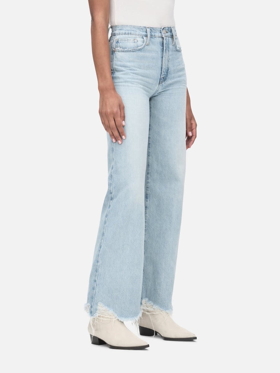 Frame Le Jane Raw-cut Hem Wide-leg Jeans In Gray