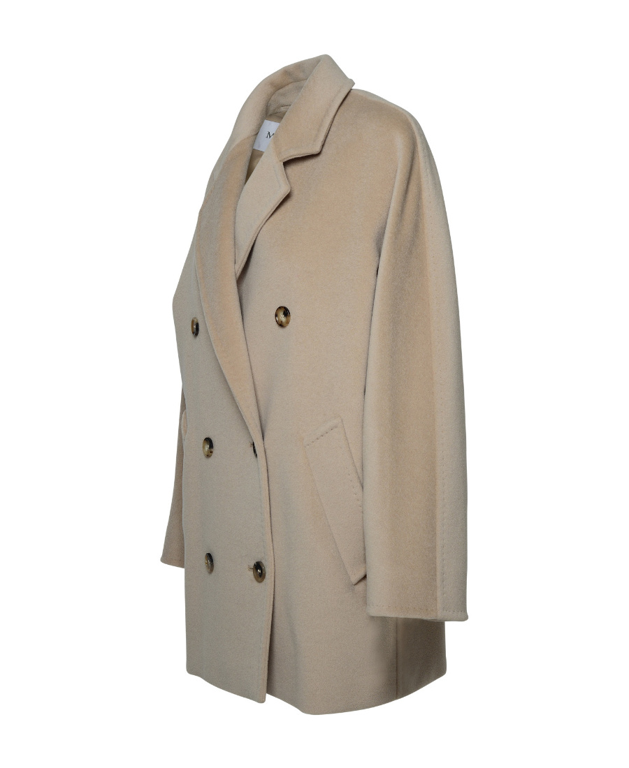 Max Mara Double-breasted Coat In Luxurious Wool-cashmere Blend In Gray