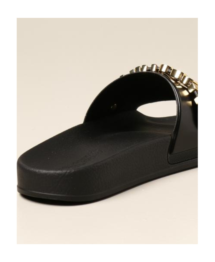 Moschino Pvc Sandal Slide With Lettering Logo In Black