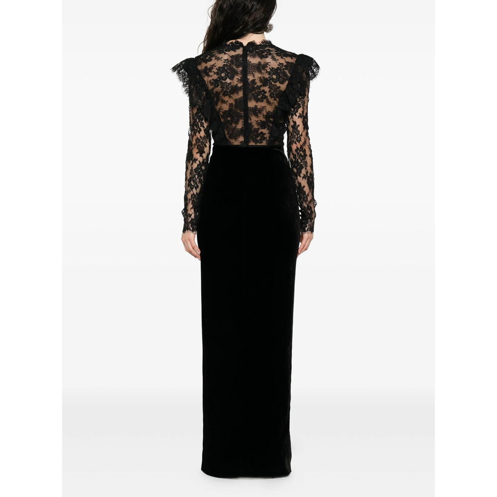 Alessandra Rich Women Velvet And Lace Dress In Black