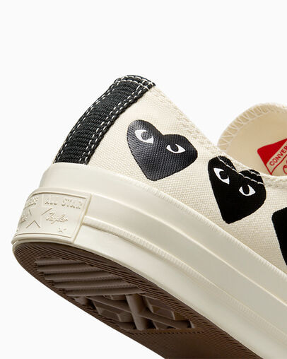 Comme Des Garçons Play X Converse Multi Hearts-print Low-top Sneakers In Nude