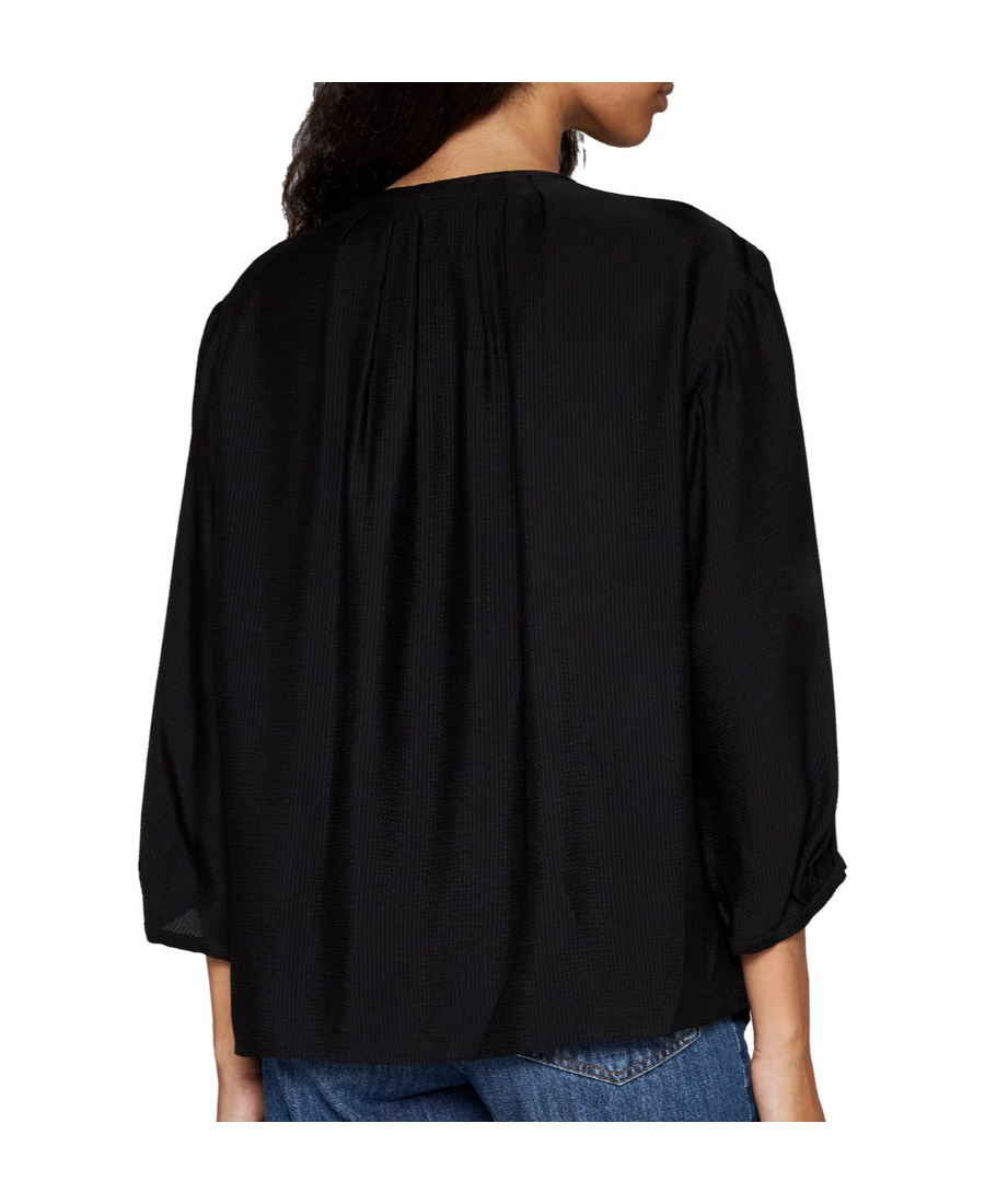 Apc Round-neck Lace-up Blouse In Black