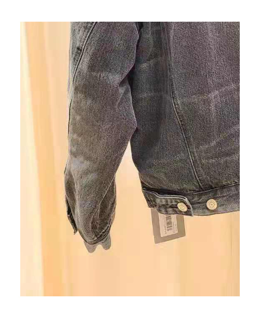 Balenciaga Lapel Button Denim Jacket In Gray