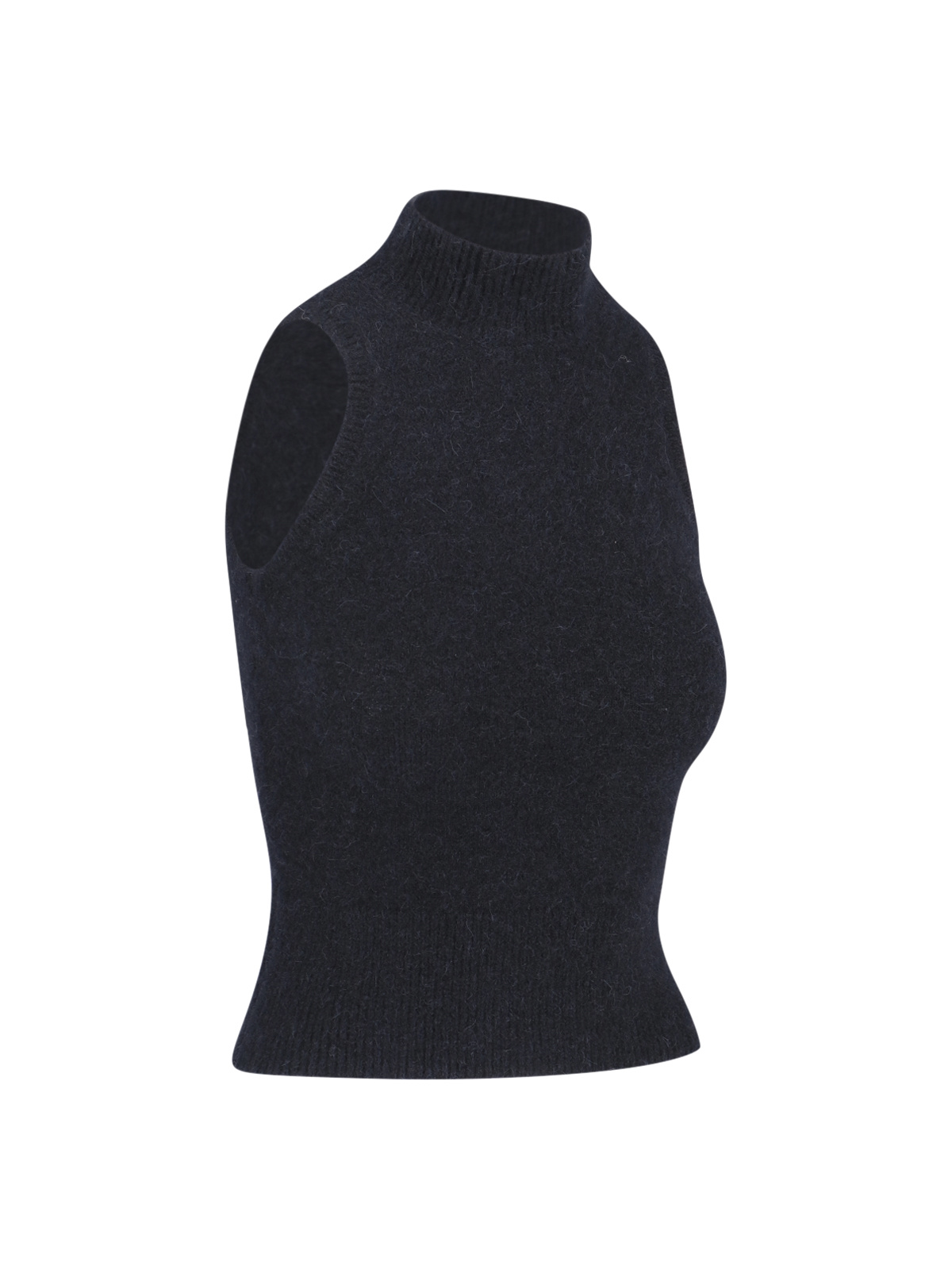 Shop Patou Mock-neck Sleeveless Knitted Top In Black