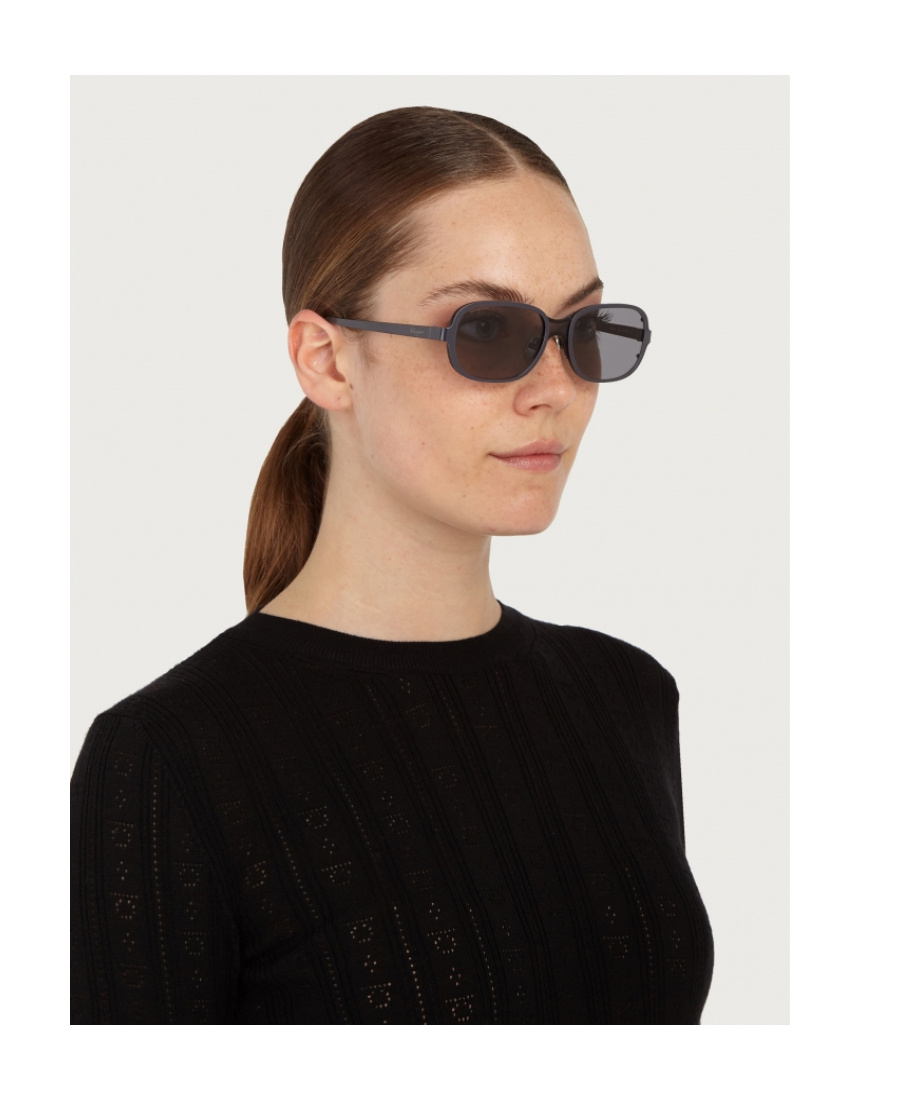 Ferragamo Oval-frame Sunglasses In Gray