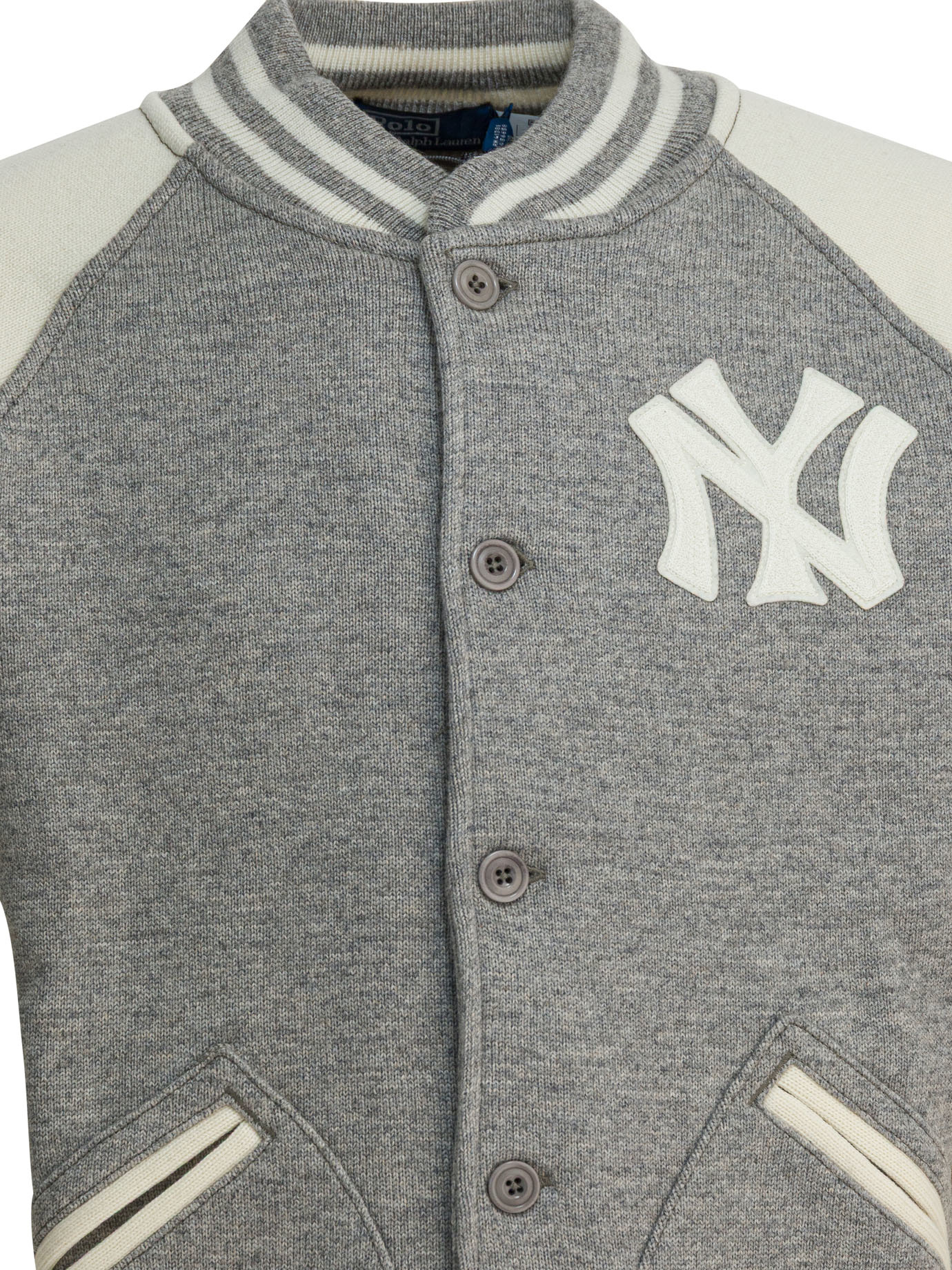 Polo Ralph Lauren Stylish Knit Jacket Contrast Sleeves In Gray