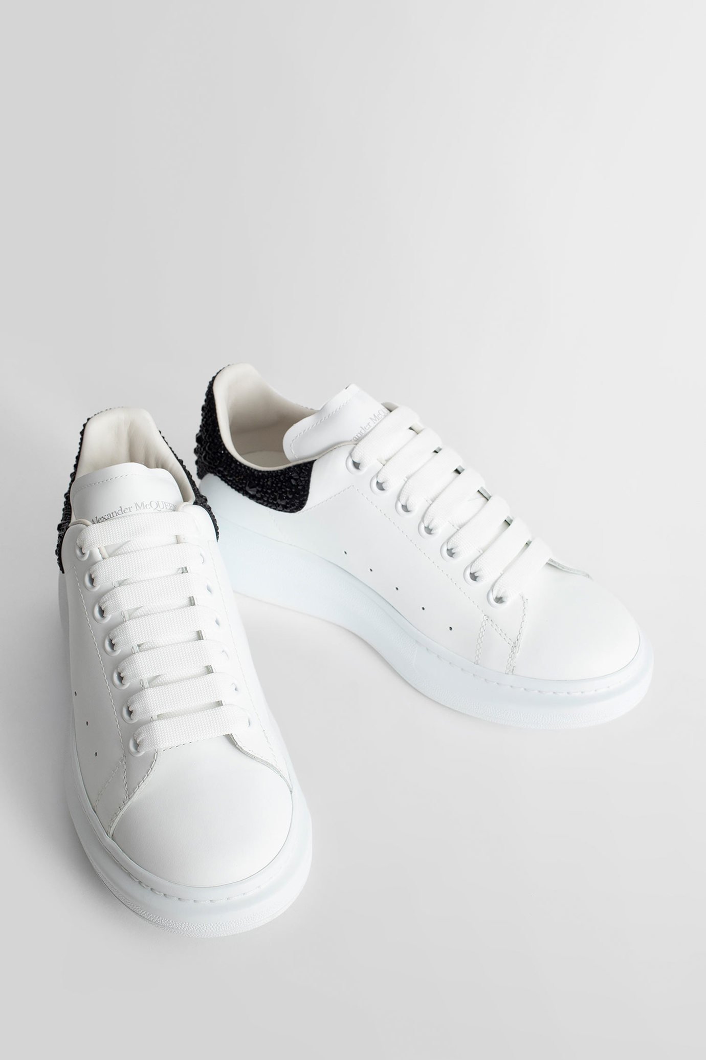 Alexander Mcqueen Oversized Crystal-embellished Sneakers In White