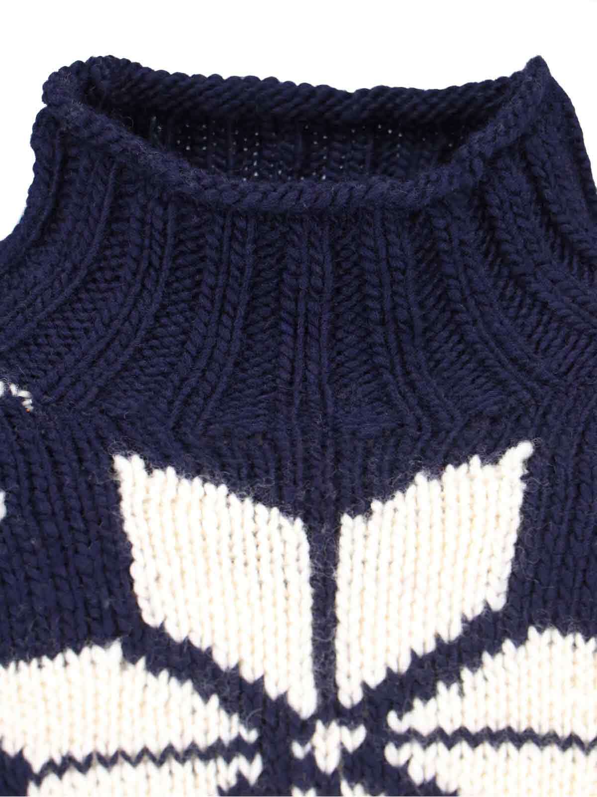 Polo Ralph Lauren Knitted Pattern Crewneck Sweater With Ribbed Finish In Black