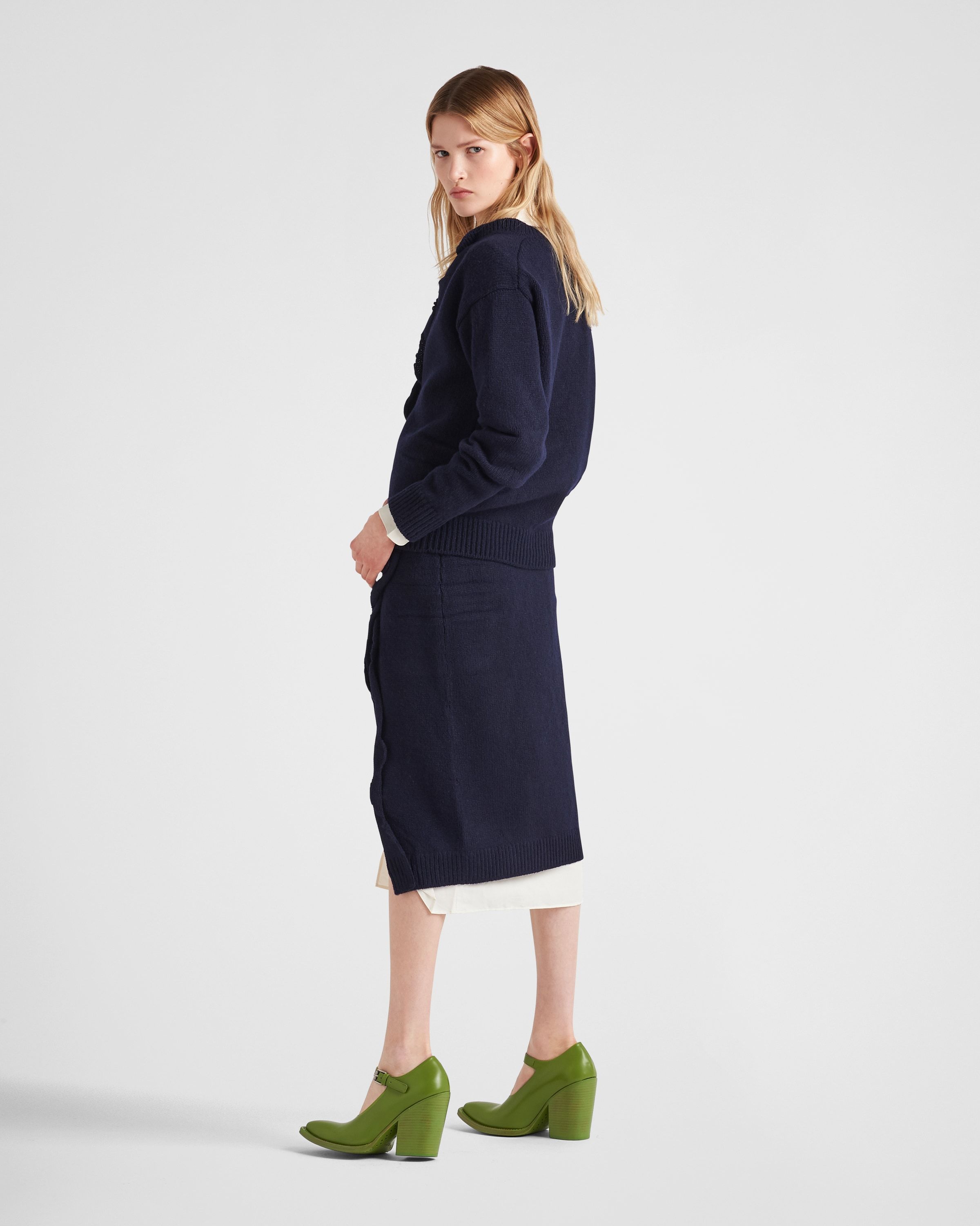 Prada Cashmere V-neck Jumper In Blue
