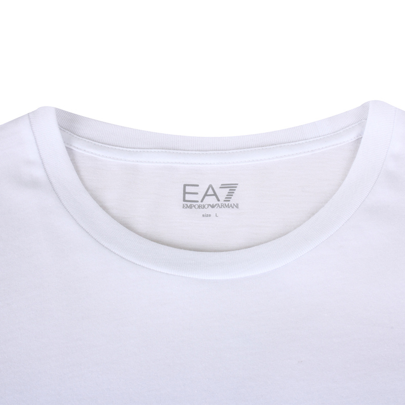 Ea7 T-shirt With Round Neck And Long Sleeves In White