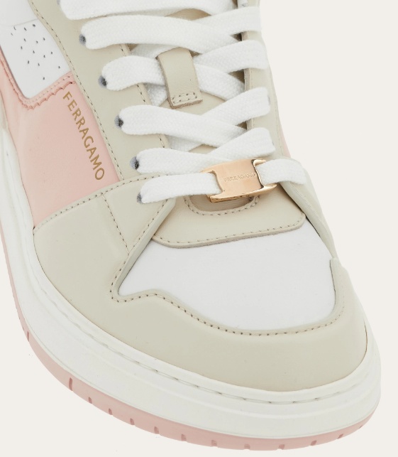 Ferragamo Logo Lacing Skateboard Sneakers In Nude