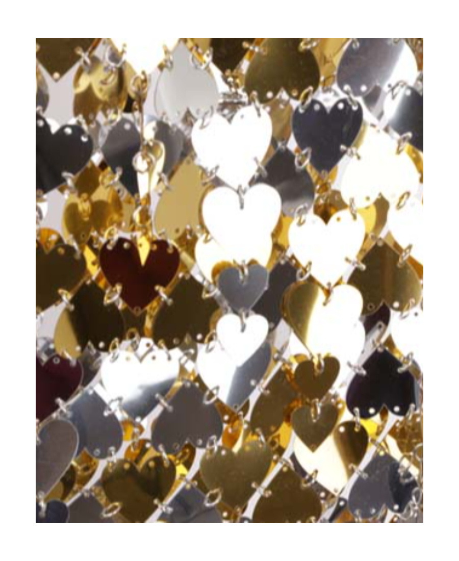 RABANNE HEART-PAILLETTES CHAINMAIL MINI SKIRT