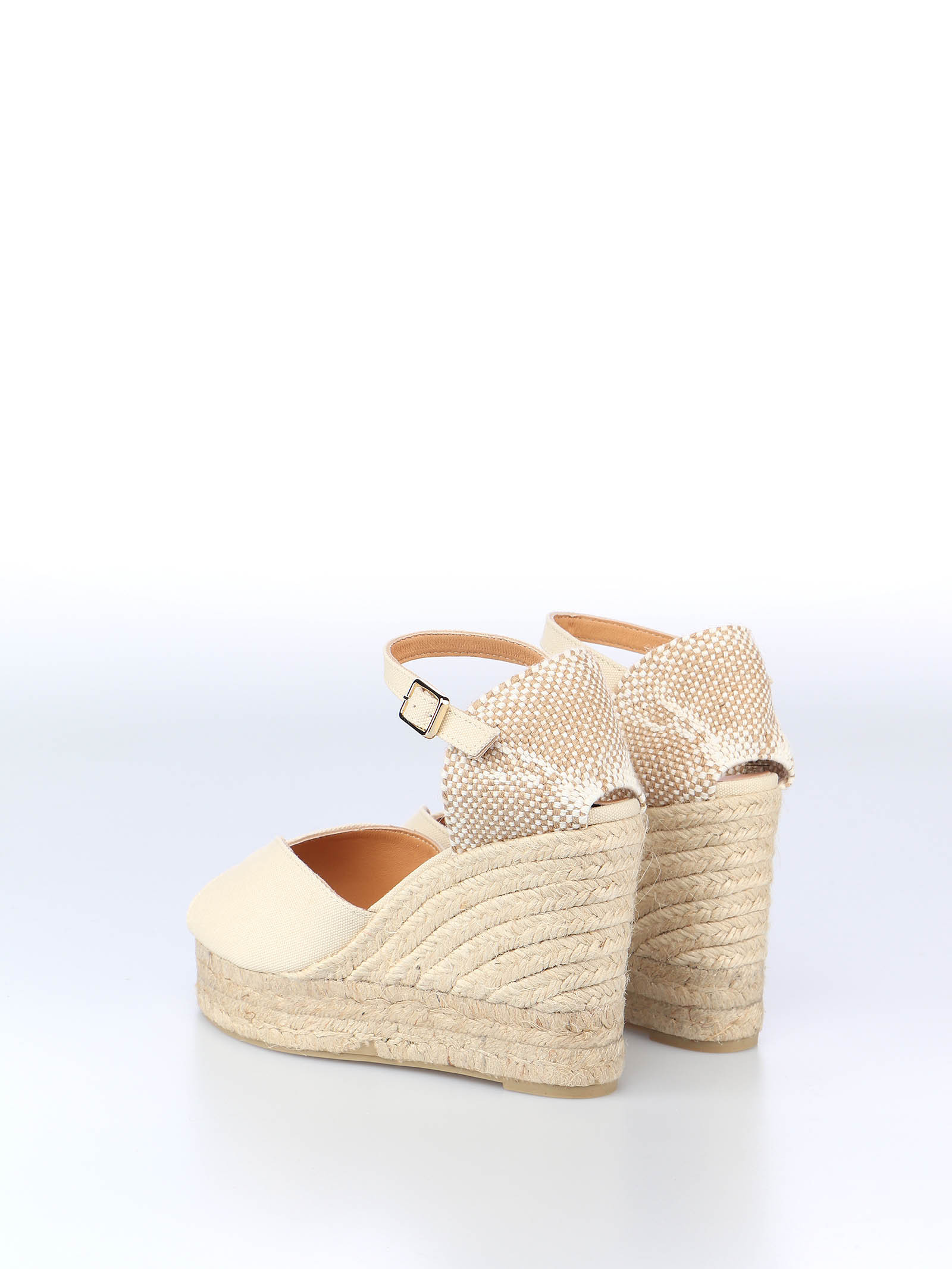 Shop Castaã±er Carol Canvas Wedge Espadrilles In Nude