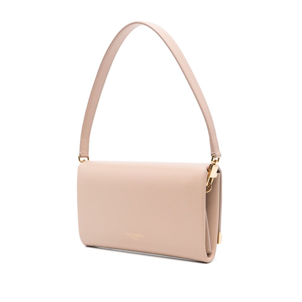 Dolce & Gabbana Leather Marlene Shoulder Bag In Nude