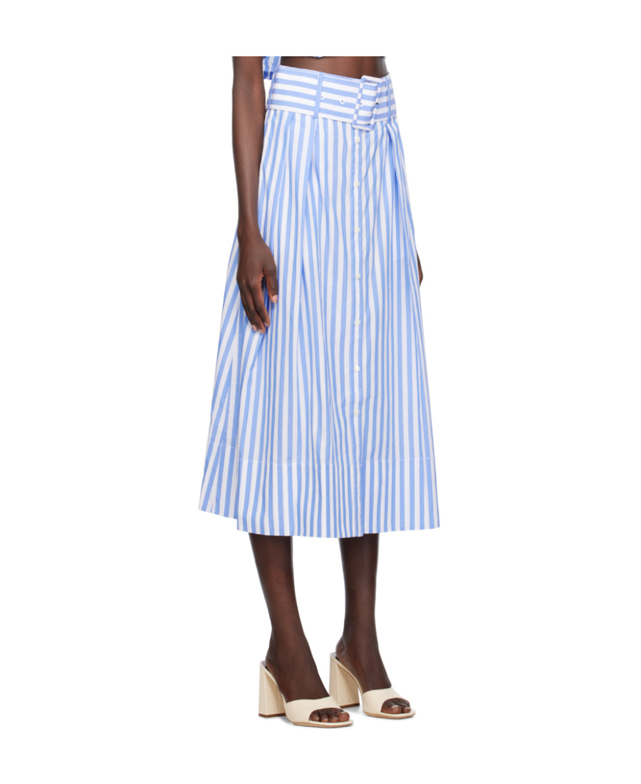 STAUD KINGSLEY STRIPED COTTON MIDI SKIRT
