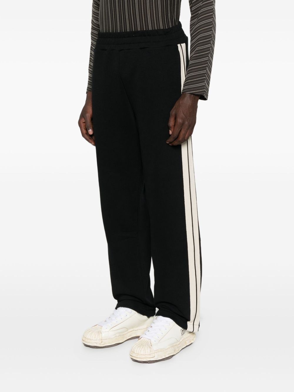 Palm Angels Side-stripe Trousers In Black