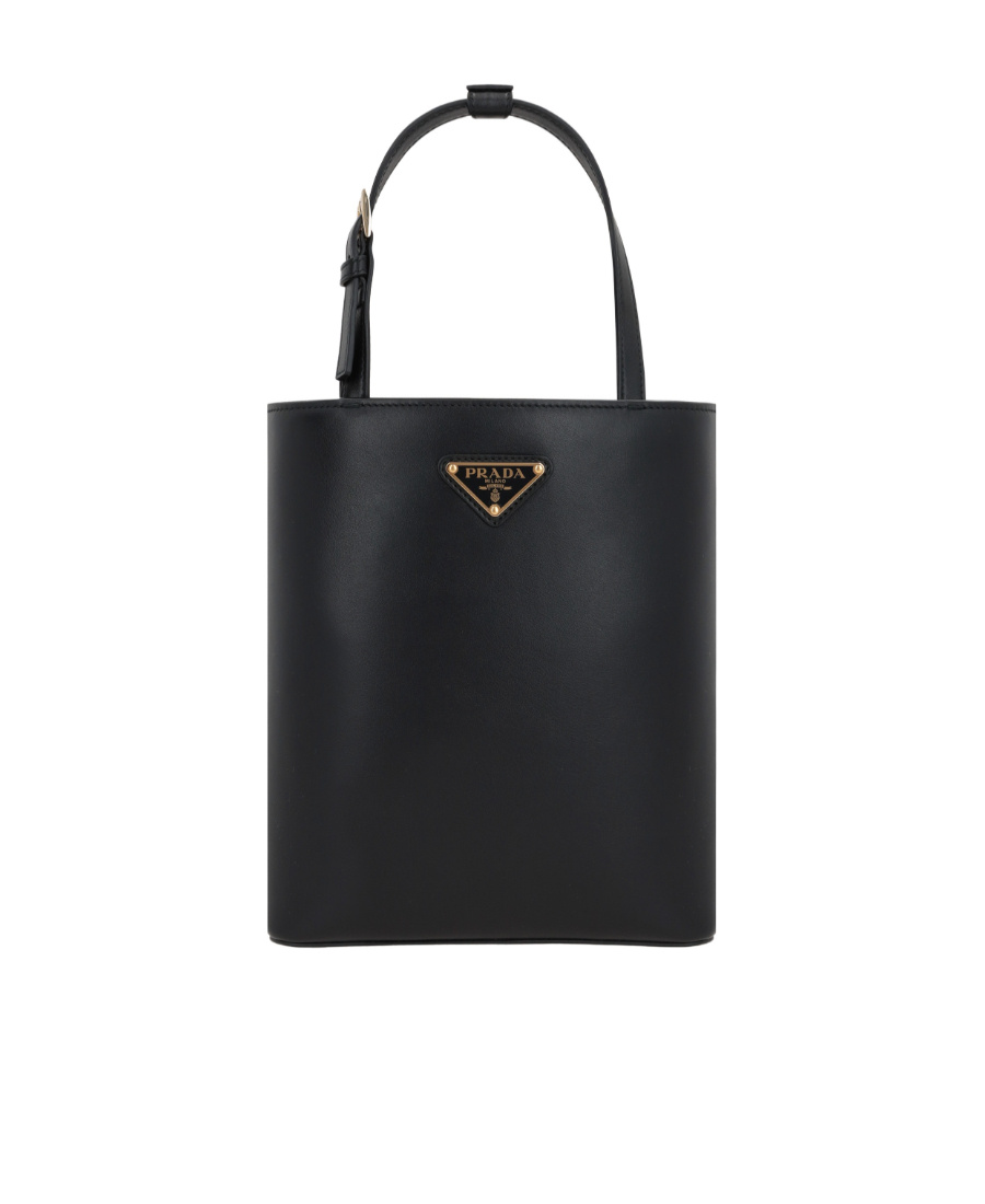 Prada Triangle Logo-appliqué Tote Bag In Black