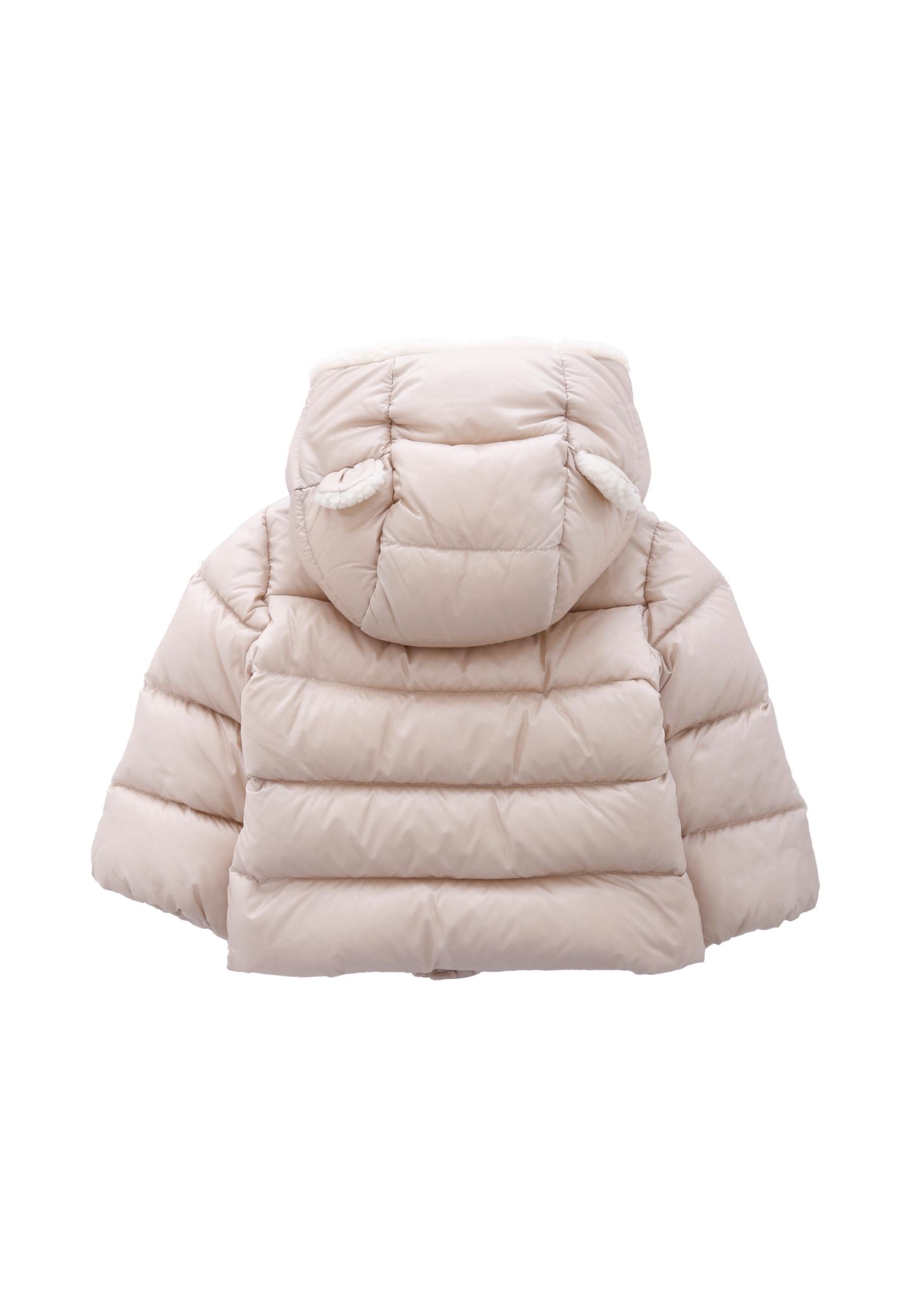 Moncler Long-sleeved Hooded Cotton Coat In Pink