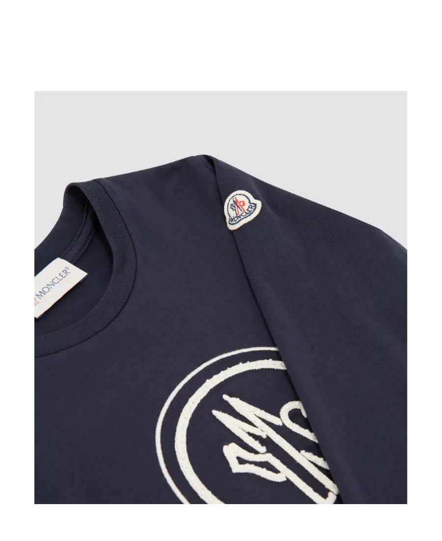 Moncler Logo-embroidered Cotton T-shirt In Blue