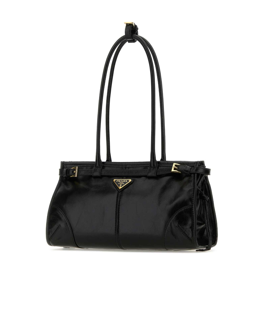 Prada Triangle-logo Tote Bag In Black