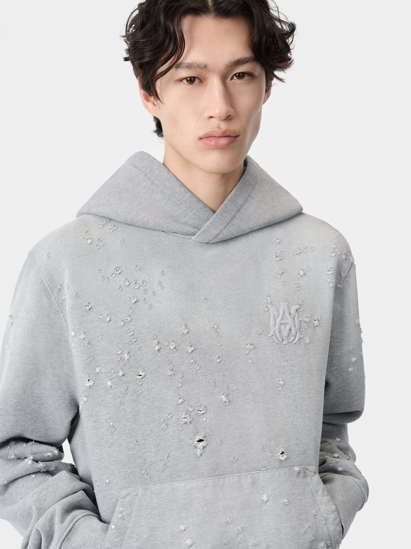 Amiri Long-sleeved Sweater In Gray