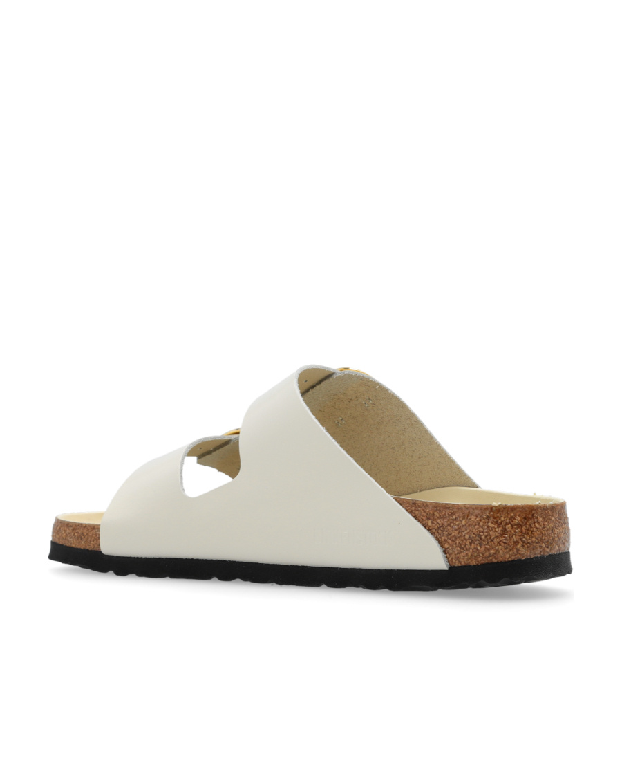Birkenstock Arizona Big Buckle Leather Slides With Buckle In White