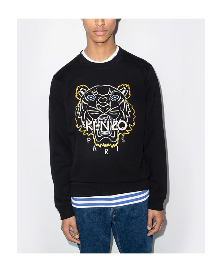 Kenzo Round-necked Logo Sweater In Black
