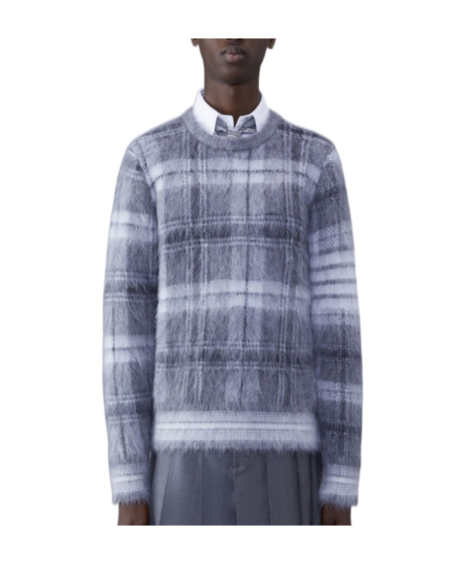 THOM BROWNE THOM BROWNE TARTAN CREWNECK LONG-SLEEVED JUMPER