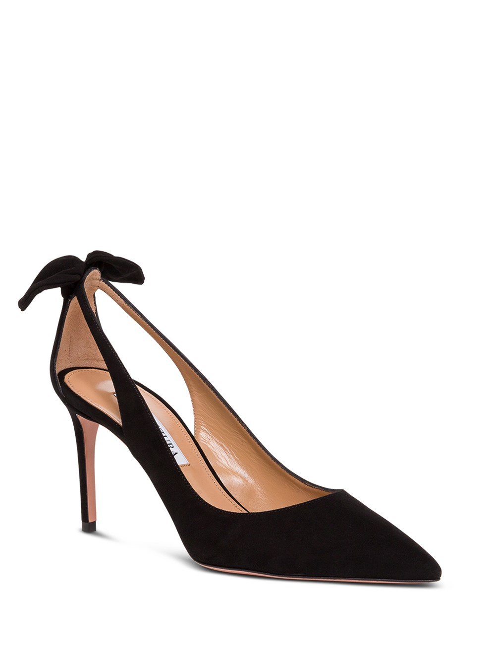 Aquazzura Bow Tie 105mm Leather Pumps In Black