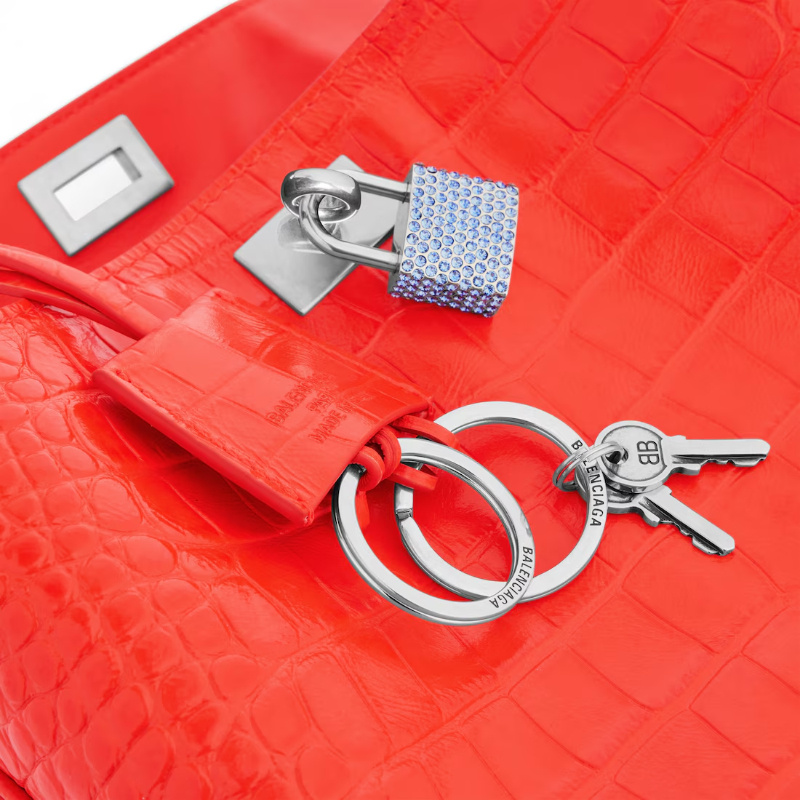 Balenciaga Women's Rodeo Handbag Mini With Rhinestones In Pop Orange In Orange