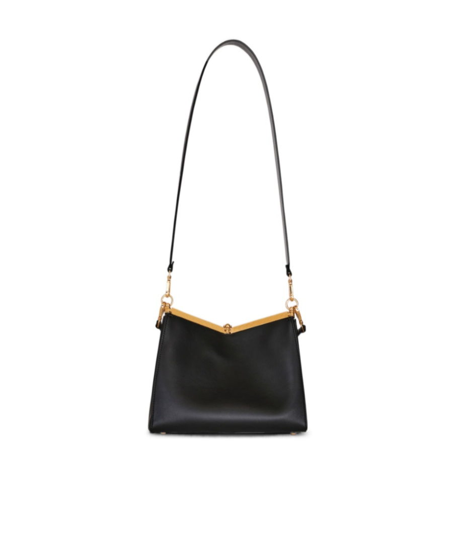 Etro 'small Vela' Black Shoulder Bag With Logo And Pegasus Charm In Black