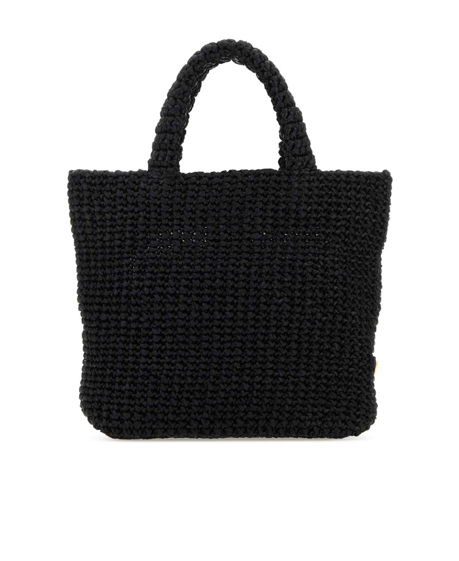 Shop Prada Small Crochet Tote Bag In Black
