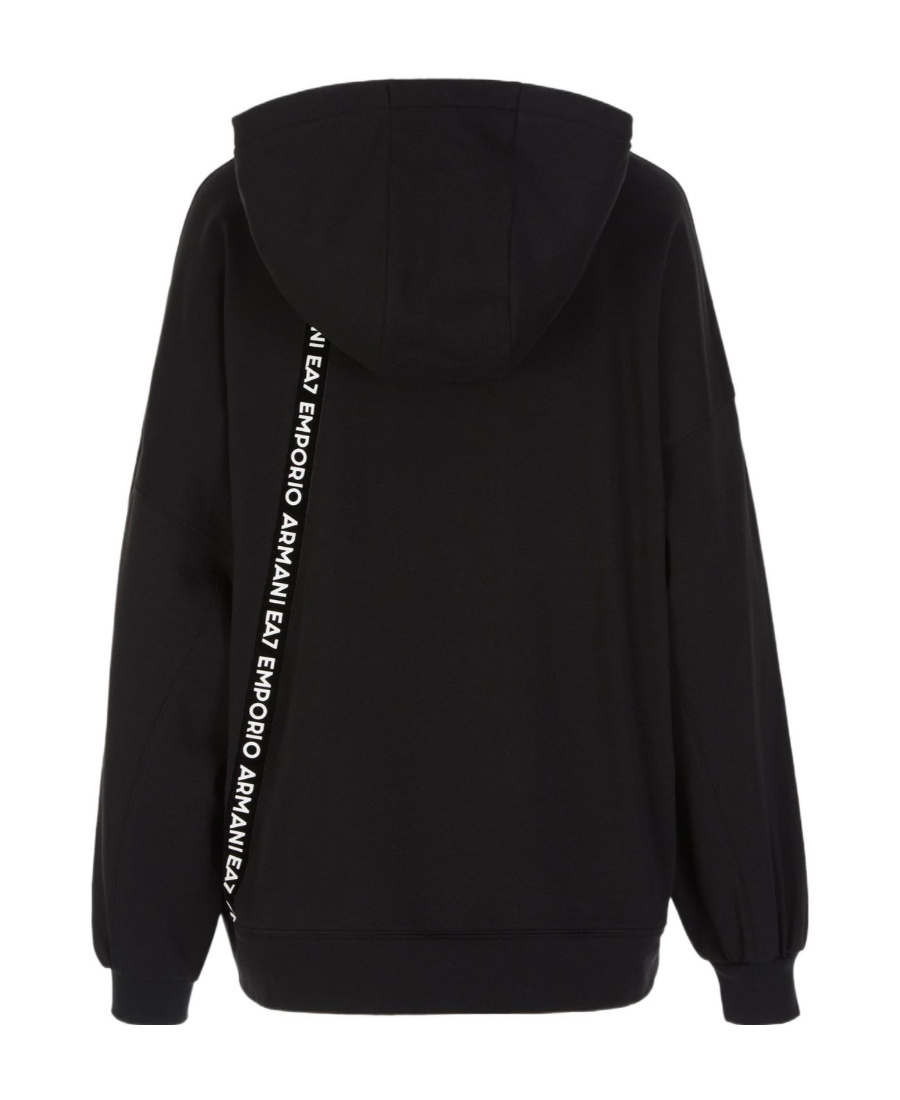 EA7 RHINESTONE-EMBELLISHED LOGO-TAPE HOODIE