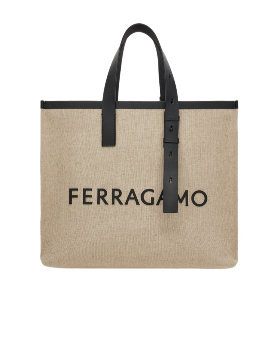 Shop Ferragamo Logo-embossed Leather Tote Bag In Nude