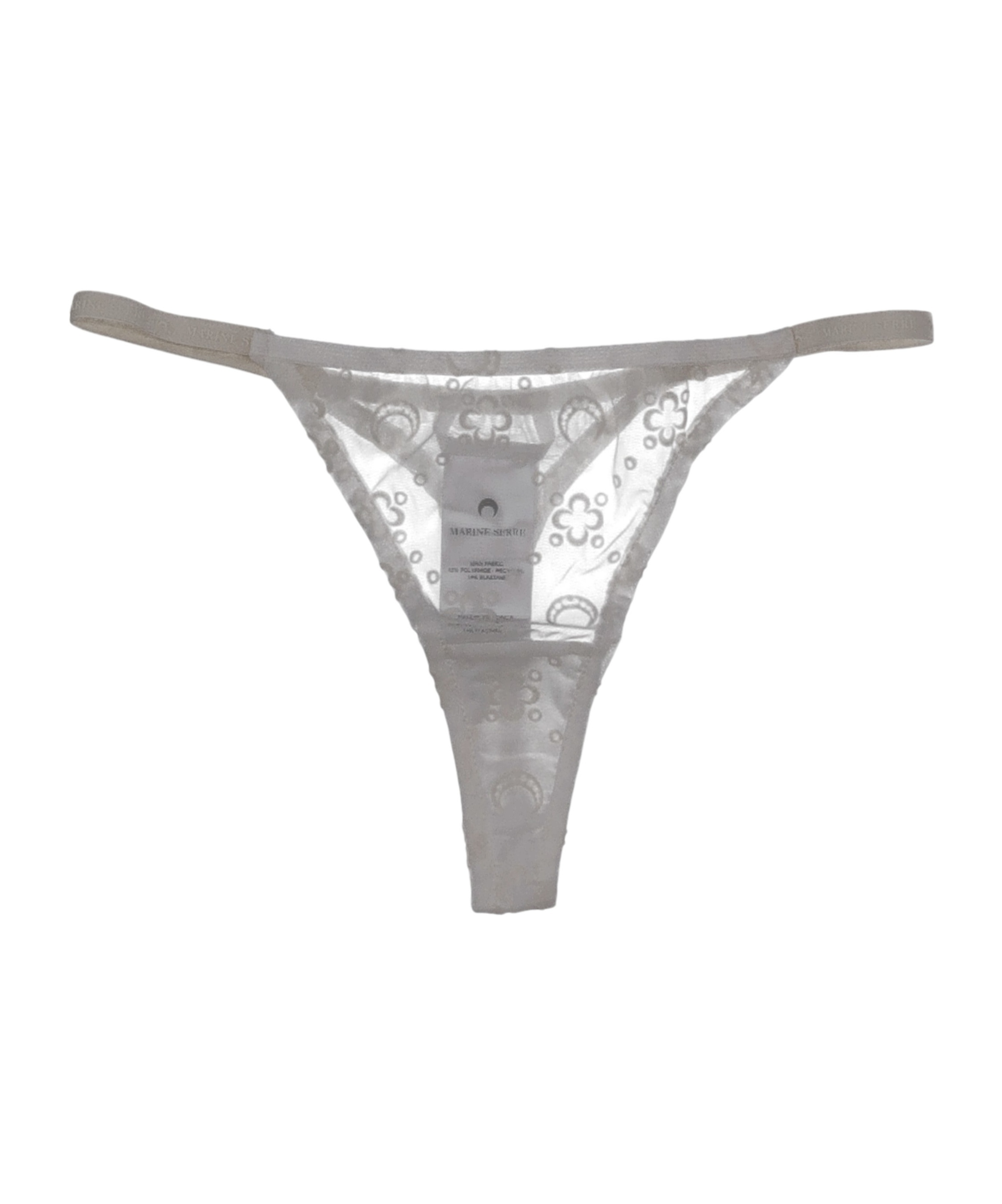 Marine Serre Sheer Mesh Thong Embroidered Waistband In Gray