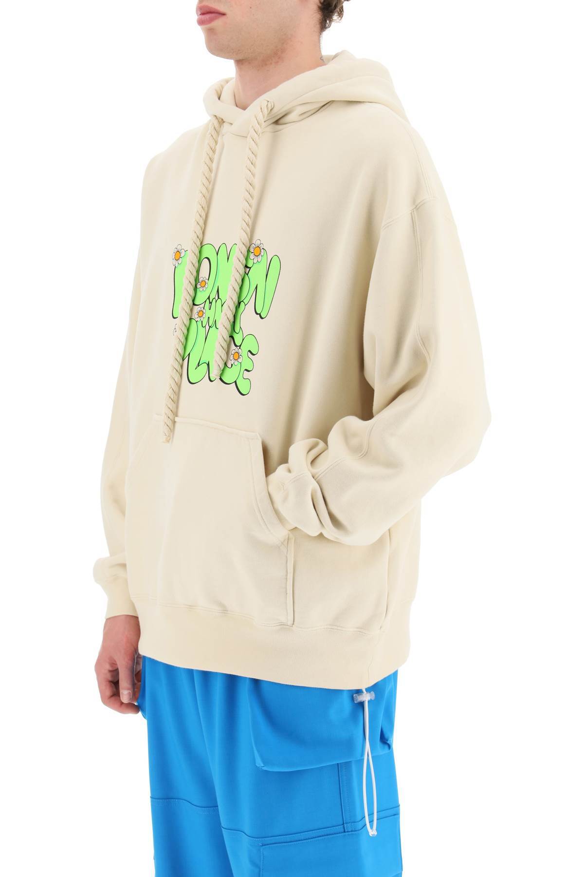 BONSAI BONSAI SLOGAN-PRINTED DRAWSTRING HOODIE