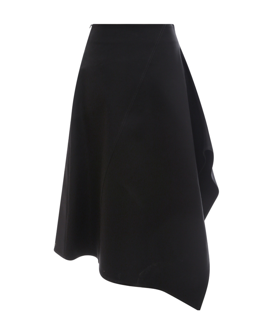 Bottega Veneta Asymmetric Cotton Midi Skirt In Black