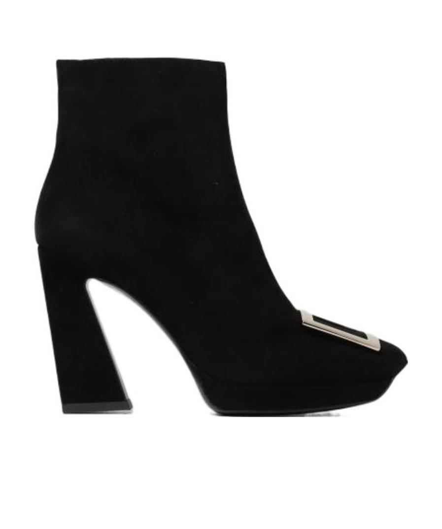 Roger Vivier Metal Buckle Thick-soled Short Boots In Black