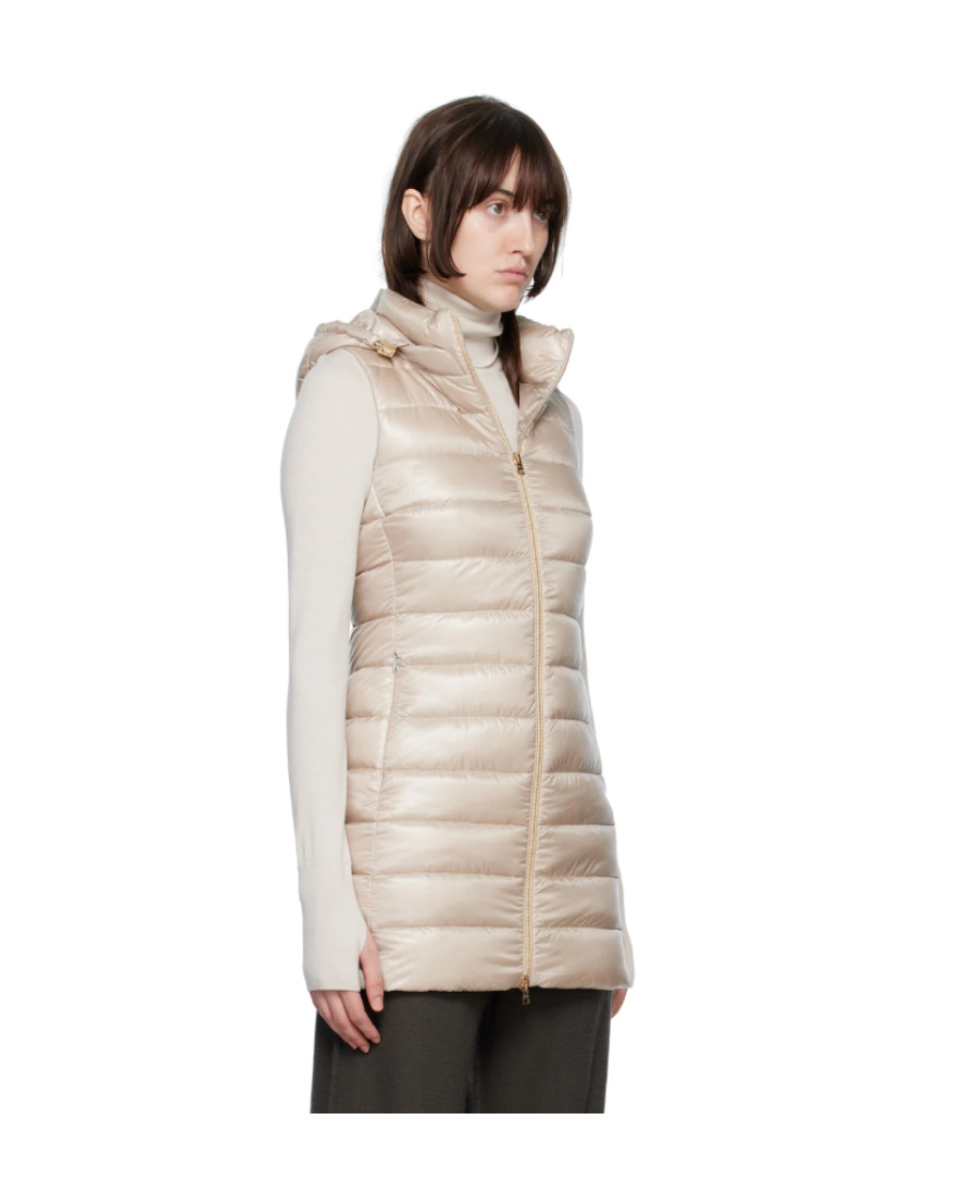 Herno Lightweight Longline Hooded Sleeveless Jacket In White