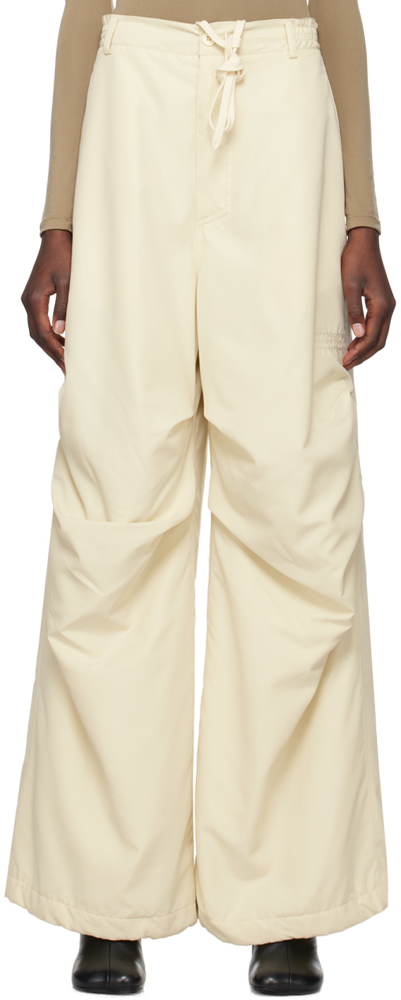 Mm6 Maison Margiela Off-white Wide-leg Trousers In Nude