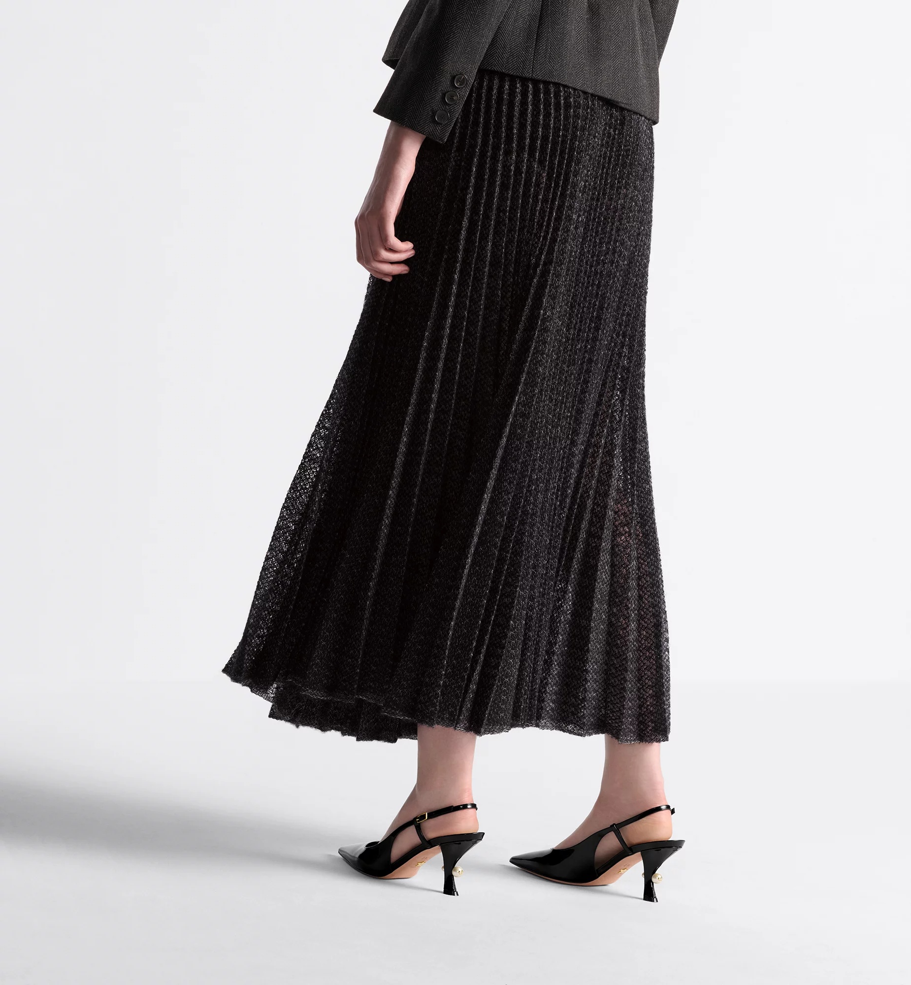 Dior Pleated Detail Skirt In Black